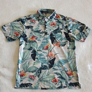 Bad Birdie Green and Red Polo Shirt with Tropical Vibe